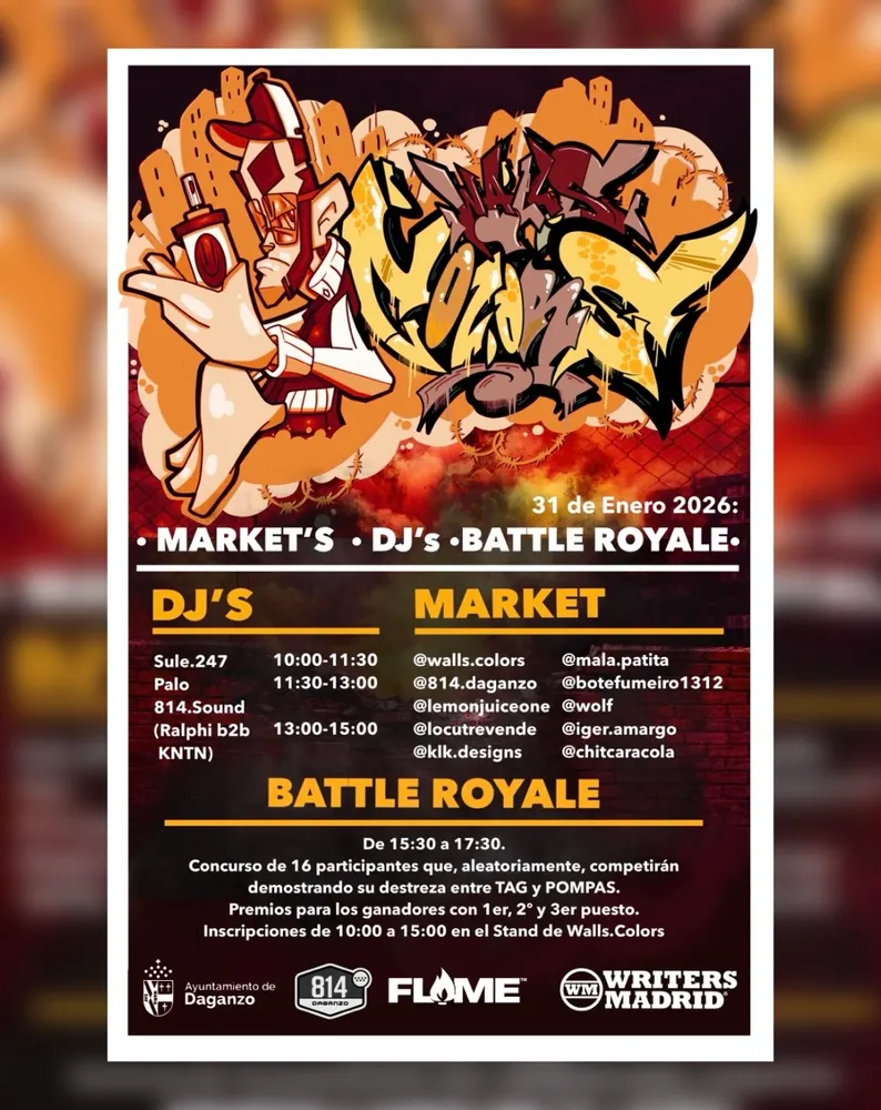 Cartel de Walls Colors: market, DJs y battle royale