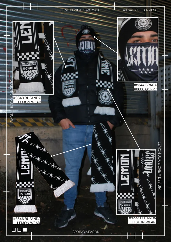 Póster de Lemon Wear: chico con bufanda y braga