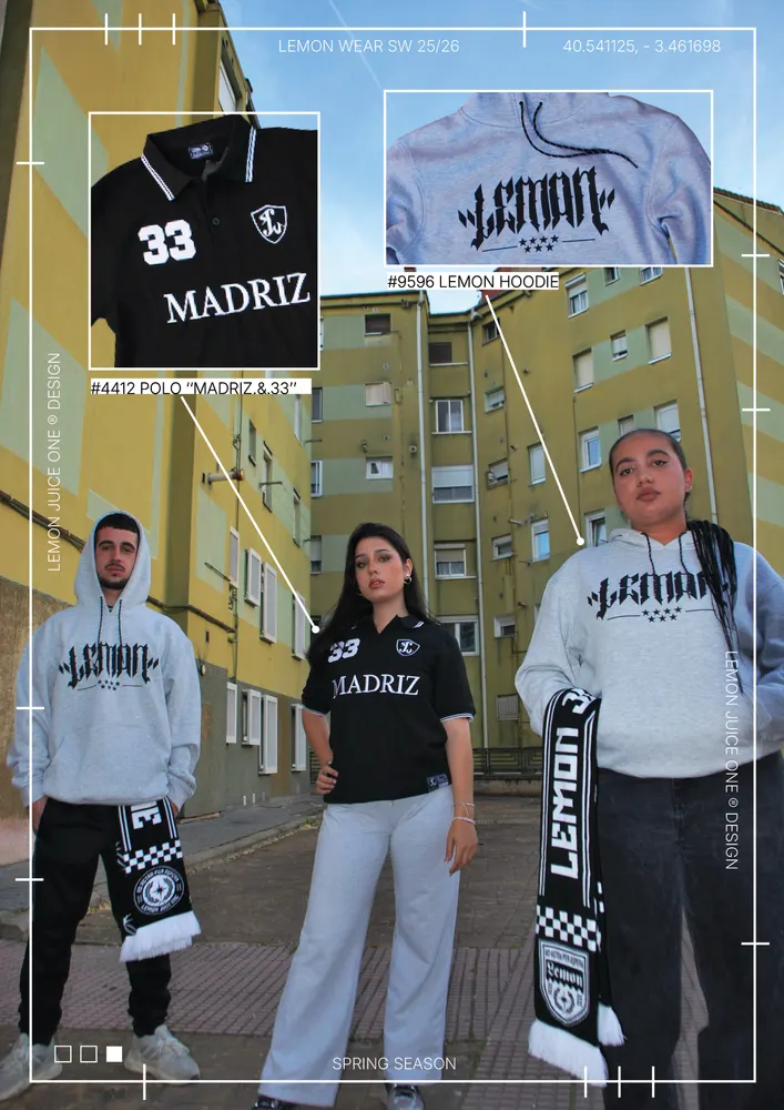 Póster con la sudadera Lemon Wear y el Polo Madriz