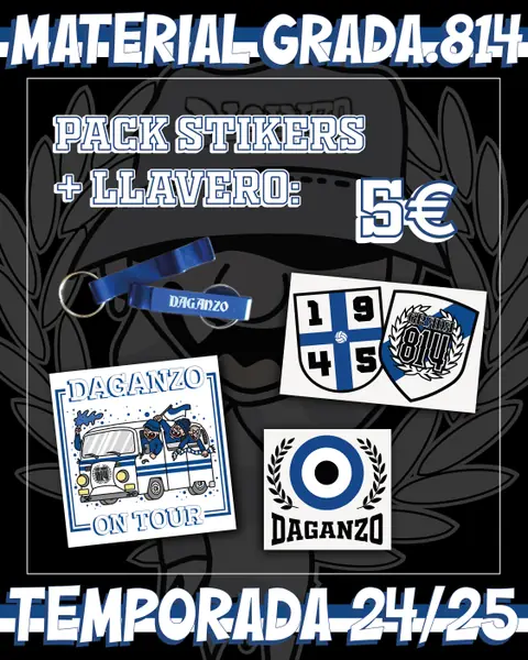 Cartel del pack de pegatinas y llavero
